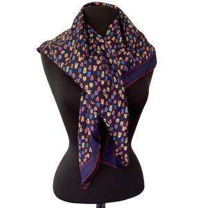 90’s Vintage Alynn Silk Scarf with Little Houses Motif